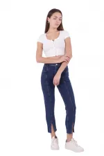 Parçalı Önü Yırtmaçlı Dikişsiz Paça Pantolon  1743-26-(26-31)