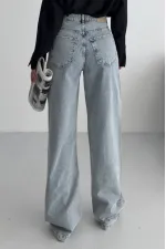 Wide Leg High Waisted Relaxed Jean 718-14-(28-33) Light Blue and Tinted