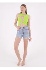Ripped Denim Short with Fringe Ending 225-08-(S-XL-6-2) Snow Light Blue Ripped Denim Short with Fringe Ending 225-08-(S-XL-6-2) Snow Light Blue
