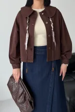 Baby Collar Denim Shirt 6095-78-(S-XL) Brown Baby Collar Denim Shirt 6095-78-(S-XL) Brown