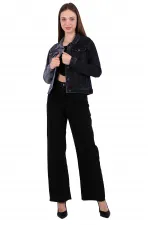 Classic Short Denim Jacket with Collar 640-0333-(S-XL-6) Anthracite & Snow Anthracite Classic Short Denim Jacket with Collar 640-0333-(S-XL-6) Anthracite & Snow Anthracite