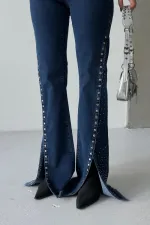 Jeans with Slit Legs 7102-26-(27-32) Regular Dark Blue