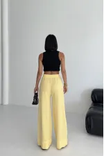 Paça Detaylı Lastikli Keten Pantolon  HS700-93-(S-XL)