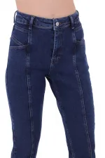 High Rise Mom Jean With Slit in Leg Front  1743-26-(26-28) Regular Dark Blue