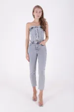 Yanları Droplı Kot Pantolon 7039-08-(26-31)