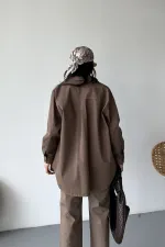 Düğmeli Oversize Kot Gömlek 6080-72-(S+L+3)