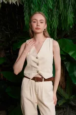 Düğmeli Keten Yelek HS603-65-(S-XL) Düğmeli Keten Yelek HS603-65-(S-XL)