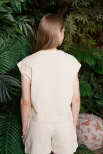 V Neck Linen Blouse HS608-65-(S+L+4) Stone