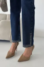 Taşlı Mom Fit Kot Pantolon  7023-26-(27-32)