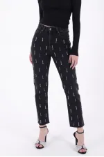 Tek Taraflı Droplı Mom Fit Kot Pantolon  7038-23-(28-33)