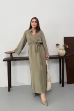 Belted Long Denim Dress 3035-74-(S-XL) Green