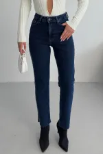 Şerit Taşlı Mom Fit Kot Pantolon 7110-26-(26-31)