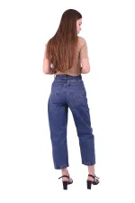 Beli Pileli Kot Kemerli Gevşek Kot Pantolon  1741-62-(26-31)