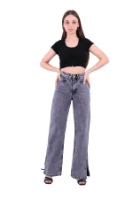 Paçası Yırtmaçlı Mom Fit Kot Pantolon  1732-40-(26-31)