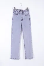 Stitched Hems Wide Leg Relaxed Jean 7026-08-(26-29-4) Snow Light Blue Stitched Hems Wide Leg Relaxed Jean 7026-08-(26-29-4) Snow Light Blue