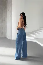 Pensli Bol Paça Kot Pantolon 7063-62-(27-32)