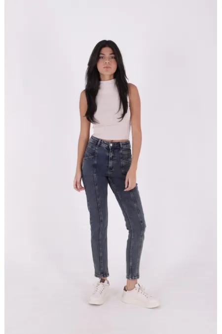 Pantalon en denim à empiècement avant 7043-28-(28-33)