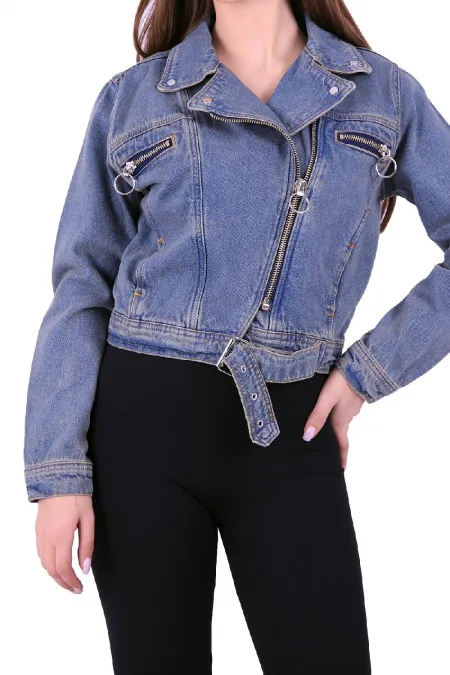 Beli Kemerli Fermuarlı Kısa Ceket 643-62-(S-XL-6)