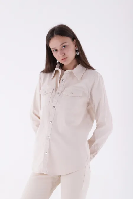 Çıtçıtlı Kot Gömlek  6013-65-(S-XL)