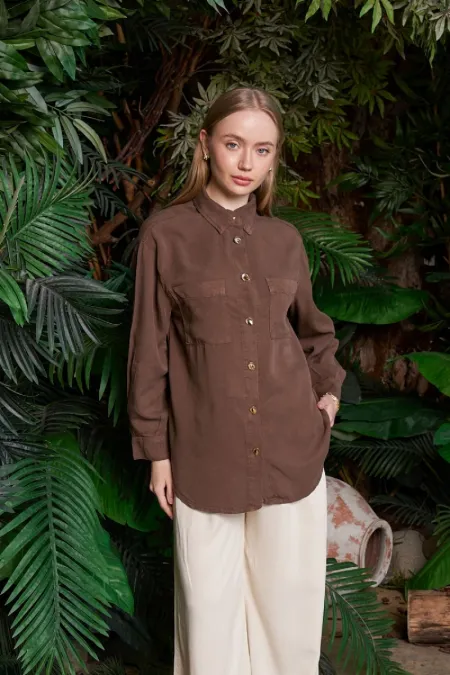 Cepli Oversize Keten Gömlek  HS609-78-(S-XL)