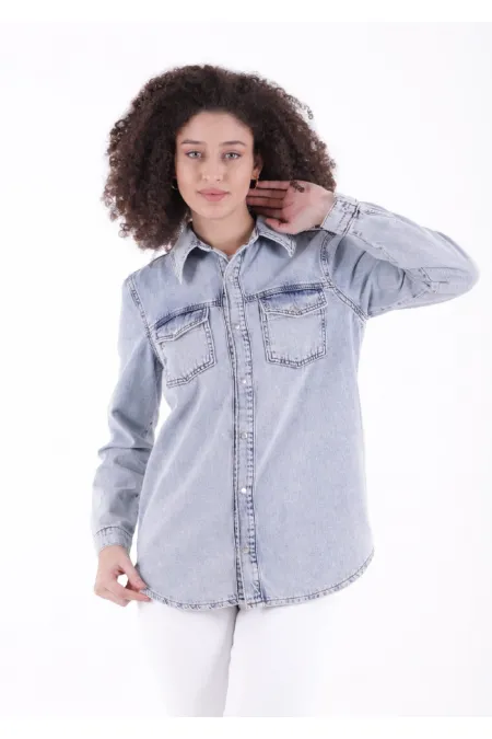 Çıtçıtlı Kot Gömlek 6013-18-(S-XL-6)
