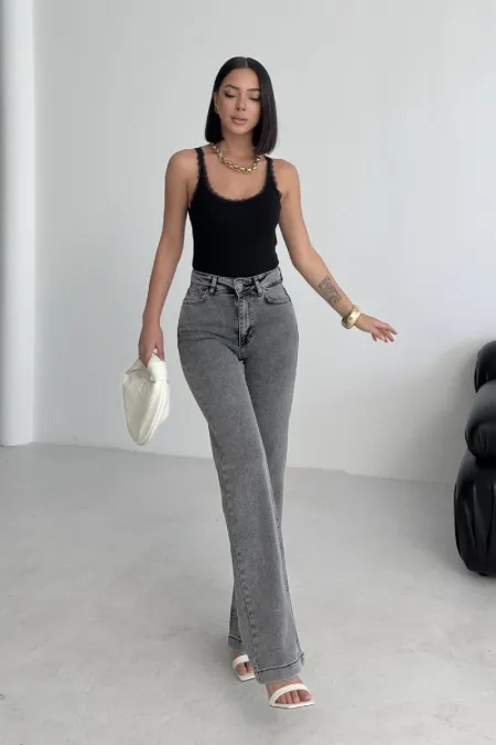 Dikişli Paça Relax Kot Pantolon 7026-40-(26-31)