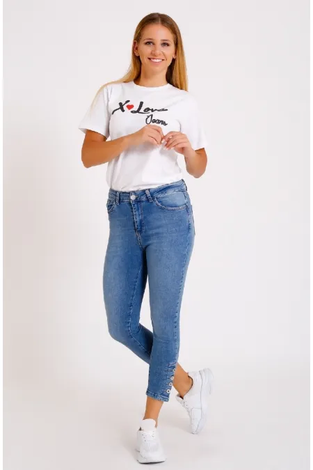 Paçası Dört Düğmeli Kot Pantolon 786-15-(26-31) Paçası Dört Düğmeli Kot Pantolon 786-15-(26-31)