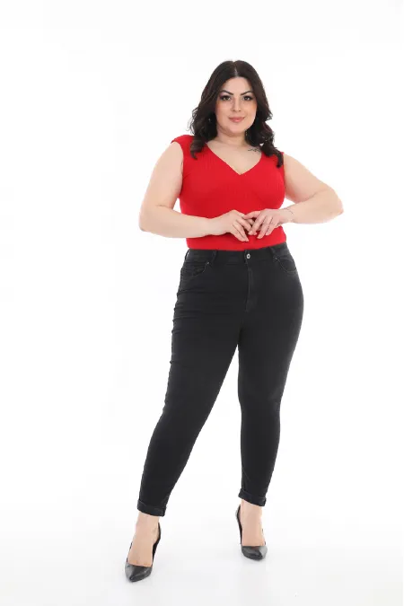 High Waisted Ankle Length Skinny Jean  815-03-(30-36) Anthracite Denim