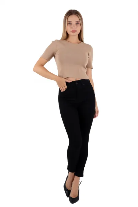 Skinny Jean with Bottom Side Zipper 1745-07-(26-31) Black Skinny Jean with Bottom Side Zipper 1745-07-(26-31) Black