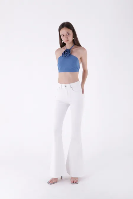 Wide Leg Flared Jean 7067-50-(30-36) White
