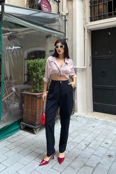 Beli Lastikli Havuç Pantolon 7083-73-(S-XL-6-2) Beli Lastikli Havuç Pantolon 7083-73-(S-XL-6-2)