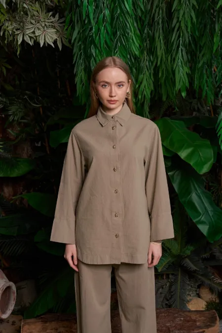 Oversize Keten Gömlek  HS601-74-(S-XL)