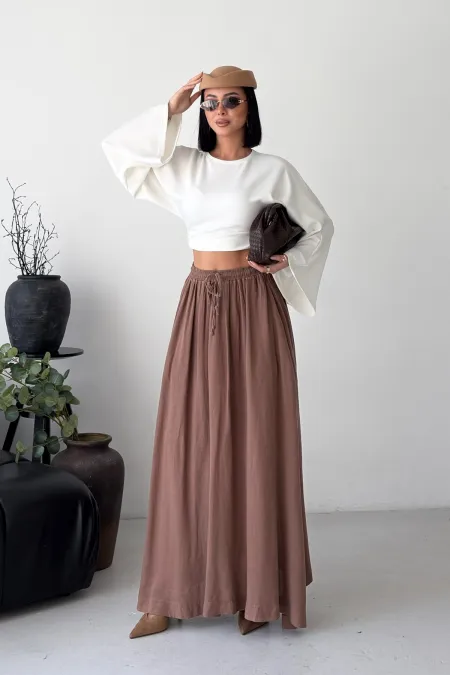 Elasticated Long Skirt HS131-72-(S-L-3) Soil