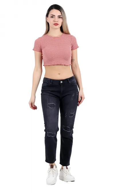 Boyfriend Yırtıklı Yamalı Kot Pantolon 899-03-(27-32) Boyfriend Yırtıklı Yamalı Kot Pantolon 899-03-(27-32)