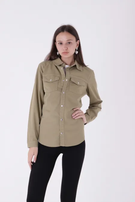Çıtçıtlı Kot Gömlek 6013-74-(S-XL)