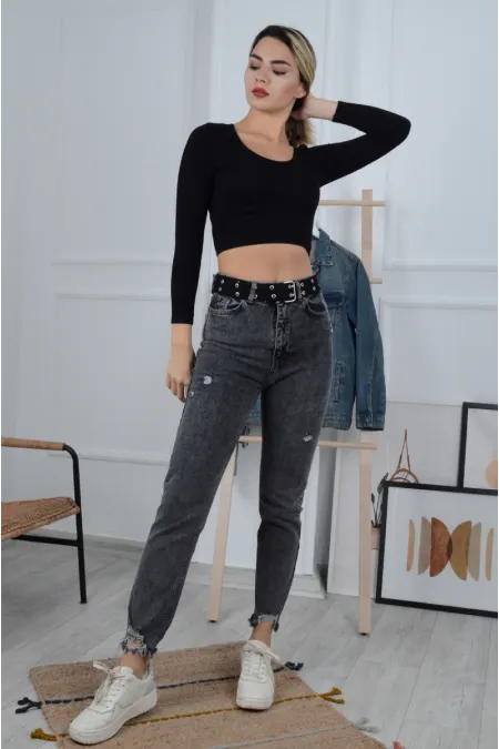 Paçası Mom Fit Kot Pantolon  884-29-(27-32)