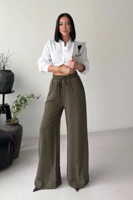 Elastic Waist Linen Pants HS700-67-(S-XL) Khaki Elastic Waist Linen Pants HS700-67-(S-XL) Khaki