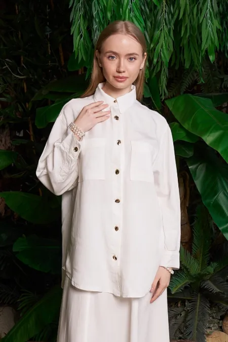 Cepli Oversize Keten Gömlek  HS609-51-(S-XL)