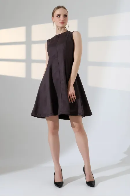 Volanlı Kısa Süet Elbise  3083-78-(S-XL)
