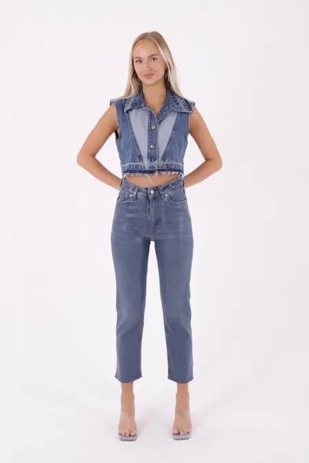 Dikişsiz Paça Mom Fit Kot Pantolon  764-53-(26-31)