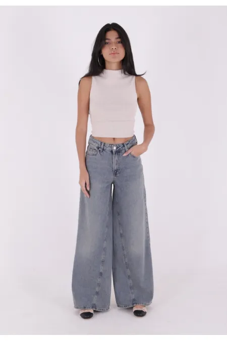 Parçalı Baggy Kot Pantolon 7045-62-(27-32)