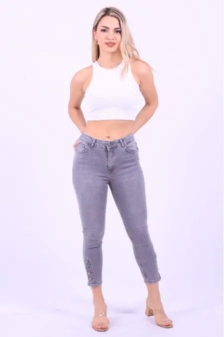 Paçası Dört Düğmeli Kot Pantolon 786-22-(26-31) Paçası Dört Düğmeli Kot Pantolon 786-22-(26-31)