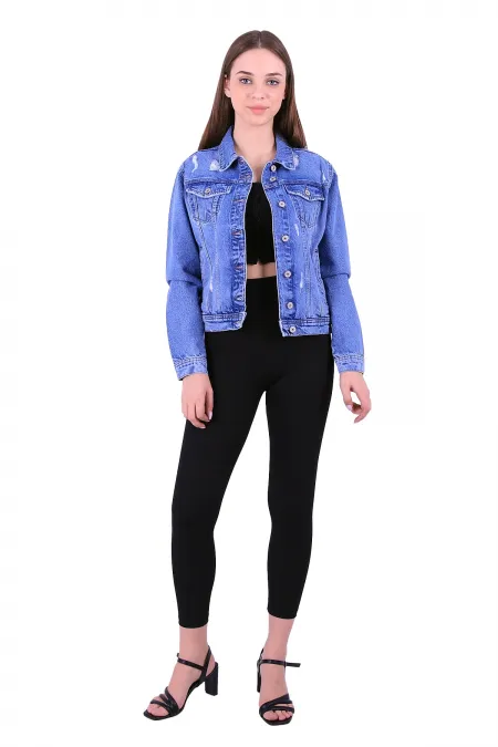 Short Denim Jacket 641-15-(S-XL-6) Light Blue Denim Short Denim Jacket 641-15-(S-XL-6) Light Blue Denim