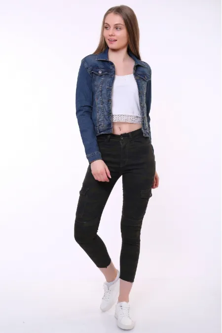 Classic Short Denim Jacket with Collar 640-02-(S-XL) Dark Tinted Denim Classic Short Denim Jacket with Collar 640-02-(S-XL) Dark Tinted Denim