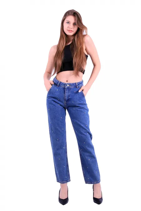 Yüksek Bellı Mom Kot Pantolon 800-27-(27-32) Yüksek Bellı Mom Kot Pantolon 800-27-(27-32)