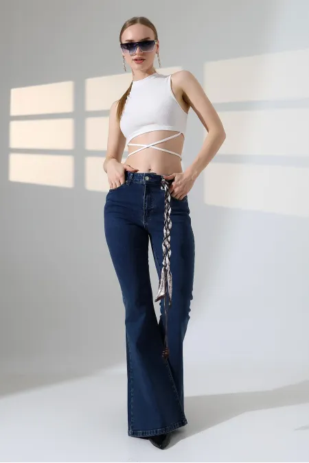 Geniş İspanyol Kot Pantolon 7067-26-(27-32)