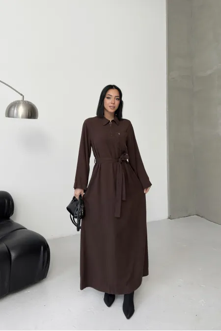 Düğmeli Klasik Uzun Kot Elbise 3034-78-(S-XL) Düğmeli Klasik Uzun Kot Elbise 3034-78-(S-XL)