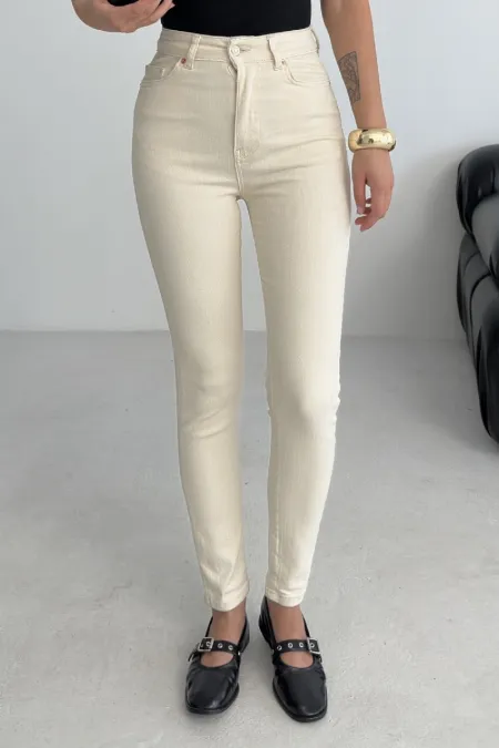 High Waisted Ankle Length Skinny Jean 815-80-(26-31) Natural