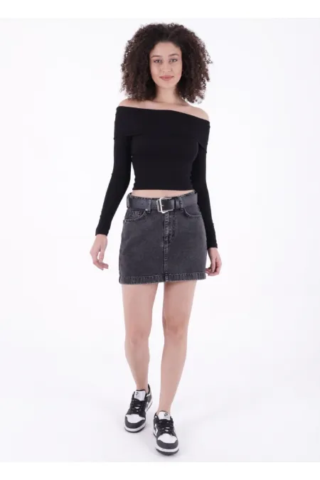 Mini Denim Skirt  1046-33-(36-42-6-2) Snow Anthracite