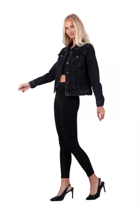 Classic Short Denim Jacket with Collar 640-03-(S-XL-6) Anthracite Denim Classic Short Denim Jacket with Collar 640-03-(S-XL-6) Anthracite Denim